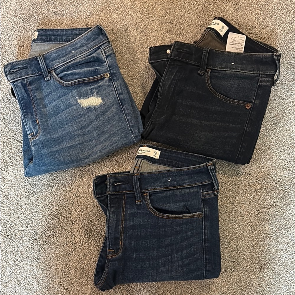Bundle of 3 Abercrombie & Fitch super skinny mid rise jeans